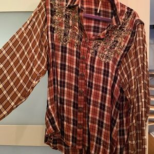 Free People Embellished flannel